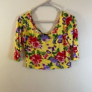 Yellow flower crop top